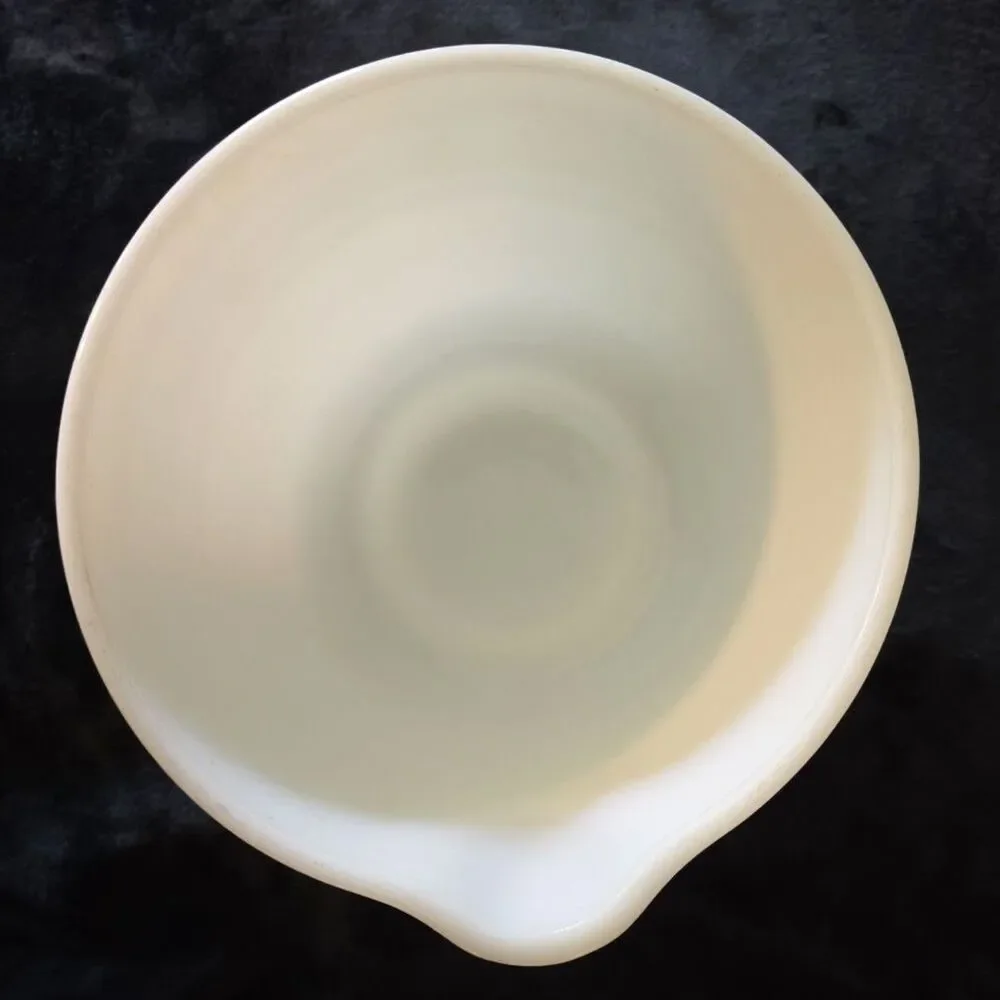 Pyrex White Milk Glass Hamilton Beach Ribbed Mixing Bowl With Spout Vintage #5